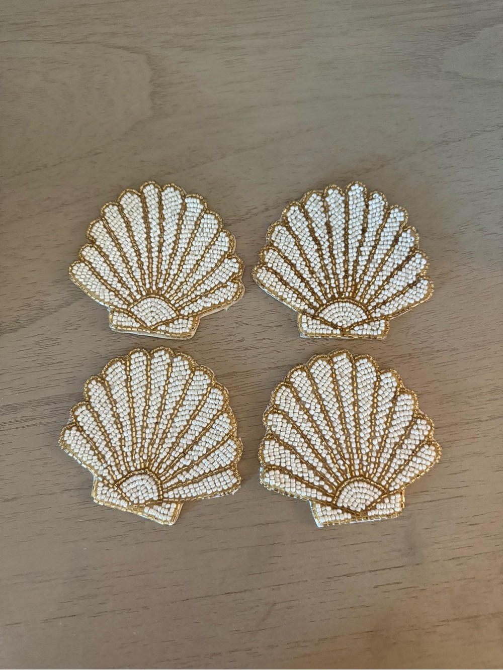 Set of 4 Beaded Shell Coasters